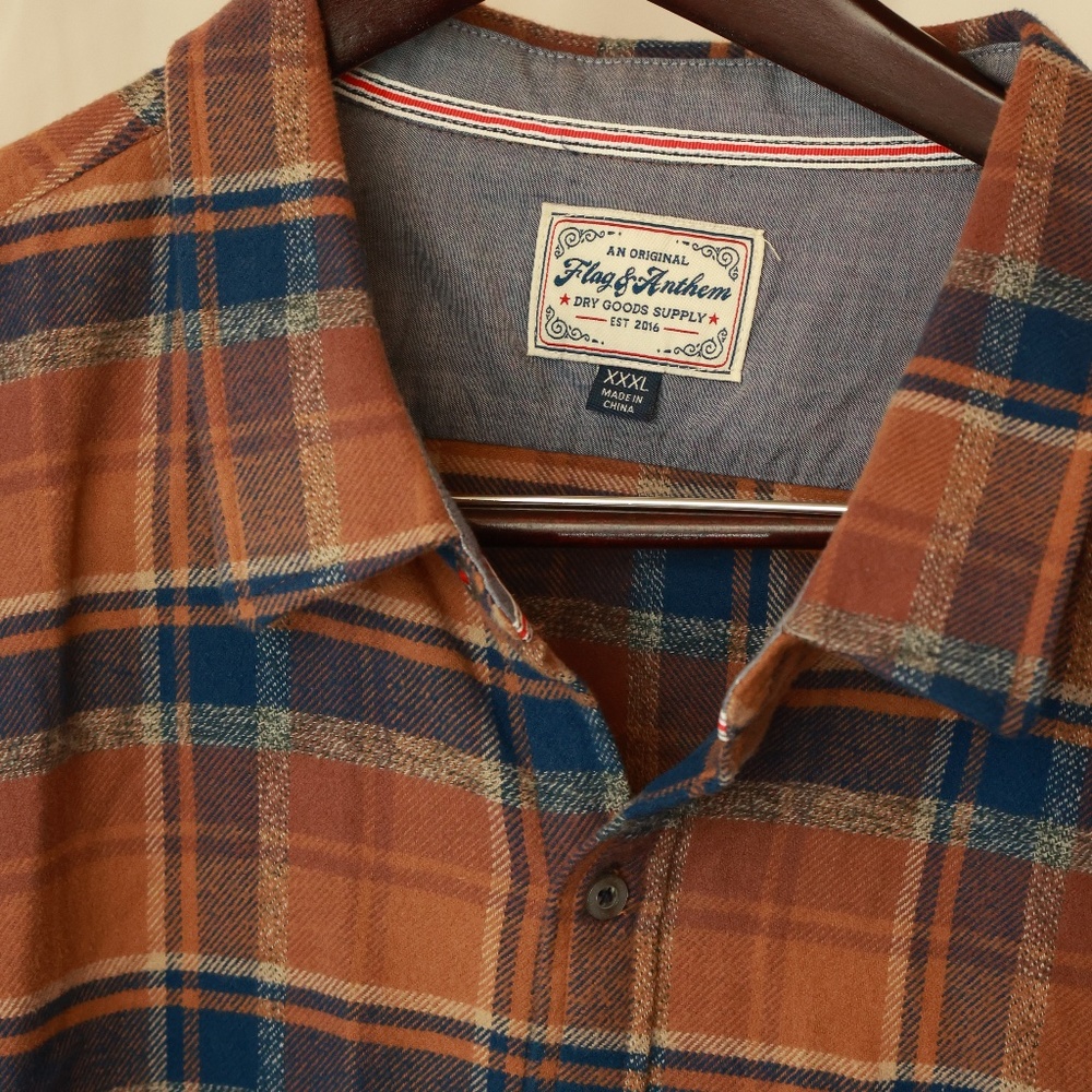 Flag & Anthem 3XL Flannel Brown and Blue